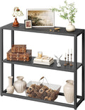 TIQLAB Small Entryway Table, 29.5" Narrow Console Table with Shelves, Black