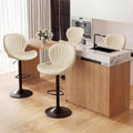 GRUSIGN Bar Stools Set of 4, Modern Swivel Adjustable Bar Chairs, Faux Leather Upholstered Counter Height Bar Stools with Backrest, Comfort Barstools for Kitchen Island, Home Bar, Beige
