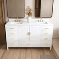 Montary 60" Bathroom Vanity with 2 Sinks & 61" Carrara Quartz Top | with 6 Pre-Drilled Faucet Holes, Solid Wood Cabinet, Soft-Close Double Doors & 9 Smooth-Glide Drawers,White
