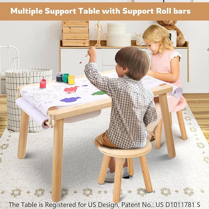 WINGYZ Sensory Table and 2 Chairs Set, Toddler Table with 3 Storage Bin FSC