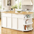HSH 63 Inch Large Kitchen Island with Storage and Seating, Light Oak