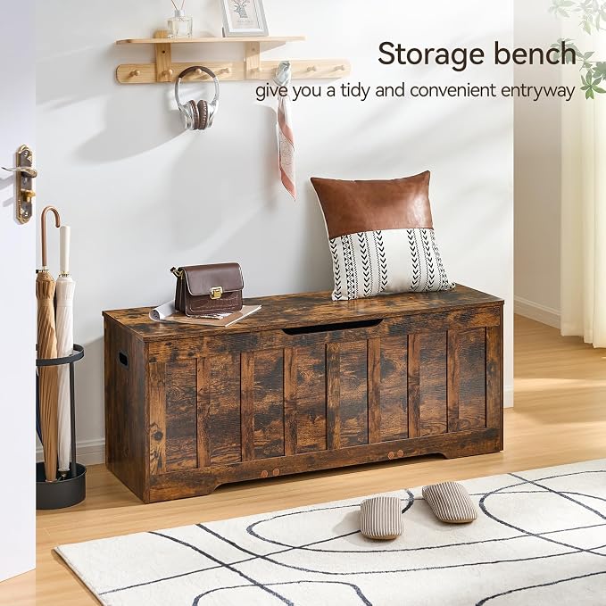 VANKILEY 47.2" Storage Chest Extra Large, Storage Bench(Rustic Brown)