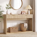 IRONCK 47" Fluted Console Table for Entryway with 2 Large Drawers, Oak