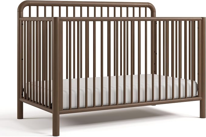 Storkcraft Porto 5-in-1 Convertible Crib with Toddler Guardrail, Hazelnut