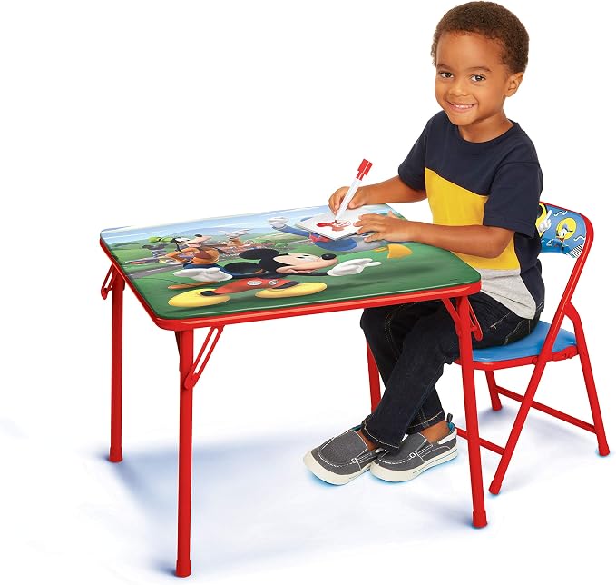 Mickey Mouse Table & Chair Set for Toddlers 24-48M, Includes 1 Table & 1 Chair [Amazon Exclusive] Table: 20"L x 20"W x 16.4"H, Chair: 12"L x 11.6"W x 17"H - Weight Limit: 70 lbs