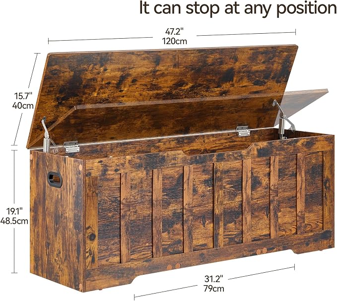 VANKILEY 47.2" Storage Chest Extra Large, Storage Bench(Rustic Brown)