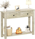 Homieasy Farmhouse Console Table with 2 Drawers, 32 Inch Small Sofa Table with Storage Shelf for Living Room, Behind Couch, Entryway Table for Hallway, Living Room, or Foyer, Light Rustic Oak
