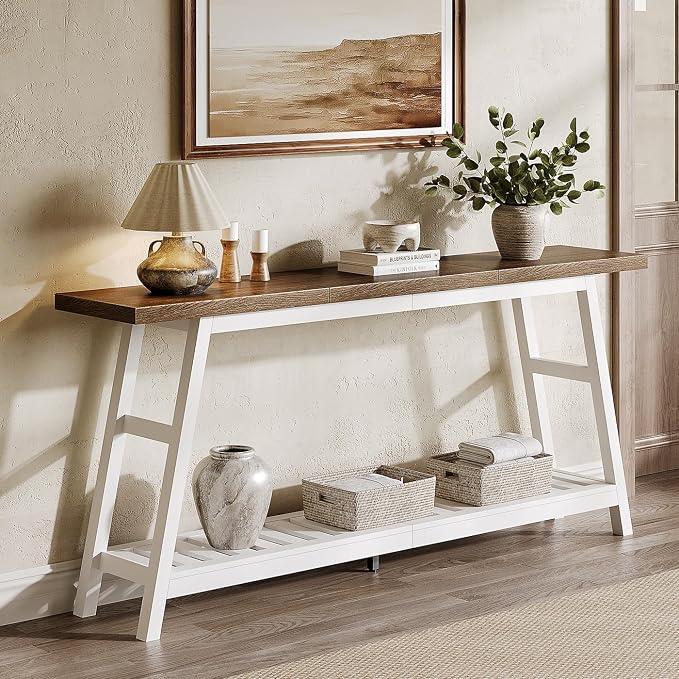 ChooChoo 70.9 Inch Long Console Tables for Entryway, Hallway Table, 2-Tier