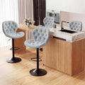 GRUSIGN Bar Stools Set of 4, Modern Swivel Adjustable Bar Chairs, Chenille Fabric Upholstered Counter Height Bar Stools with Backrest, Comfort Barstools for Kitchen Island, Home Bar, Grey