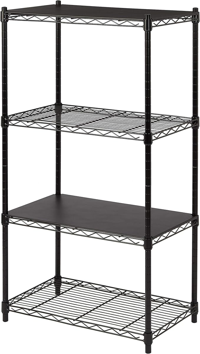 Amazon Basics 2-Shelf Stackable Storage, 13.3" D x 23.2" W x 22.2" H, Black