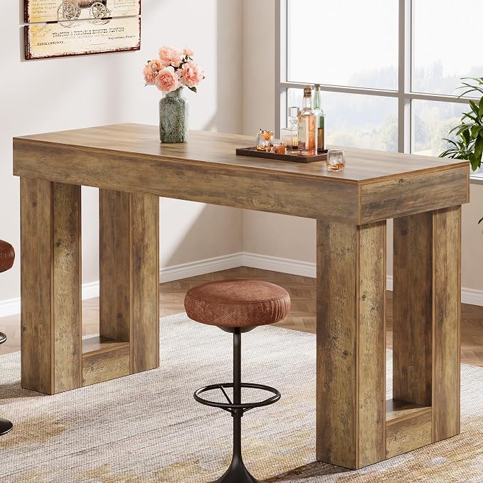 Tribesigns 63" Long Bar Table, Rectangular Counter Height Pub Table