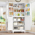 GAIOUS 74.8" Tall Metal Food Cabinet, White Kitchen Pantry Cabinet | Storage Cabinets with 4 Door and 4 Adjustable Shelves, Steel Freestanding Cupboard for Kitchen Dining Living Room Bathroom