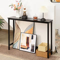 Bamboo Narrow Console Table, 39.4"(L) Wood Small Entryway Table, Accent Slim Hallway Tables, Thin Sofa Side Tables for Hallway, Living Room, Bedroom, Foyer, Black