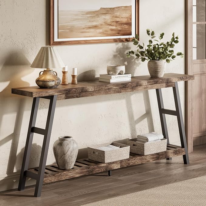 ChooChoo 70.9 Inch Long Console Tables for Entryway, Hallway Table, 2-Tier