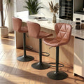 Nalupatio Modern Bar Stools Set of 3, Adjustable Faux Leather Upholstered Swivel Bar Stools, Counter Height Bar Chairs with Back for Kitchen Island, Rust