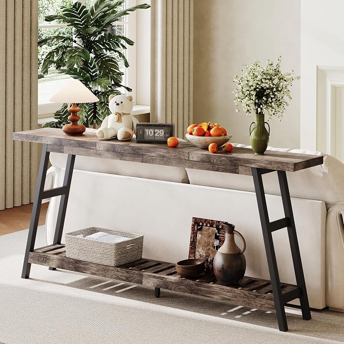 ChooChoo 70.9 Inch Long Console Tables for Entryway, Hallway Table, 2-Tier