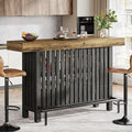 Tribesigns 63" Large Bar Table, 2-Tier Counter Height Table with Footrest