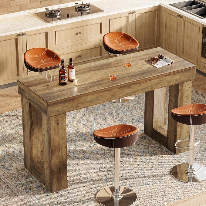 Tribesigns 63" Long Bar Table, Rectangular Counter Height Pub Table